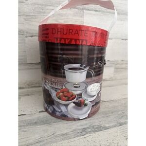 LE REGALO CERAMIC 11PC FONDUE SET NEW IN BOX #HW1221‎